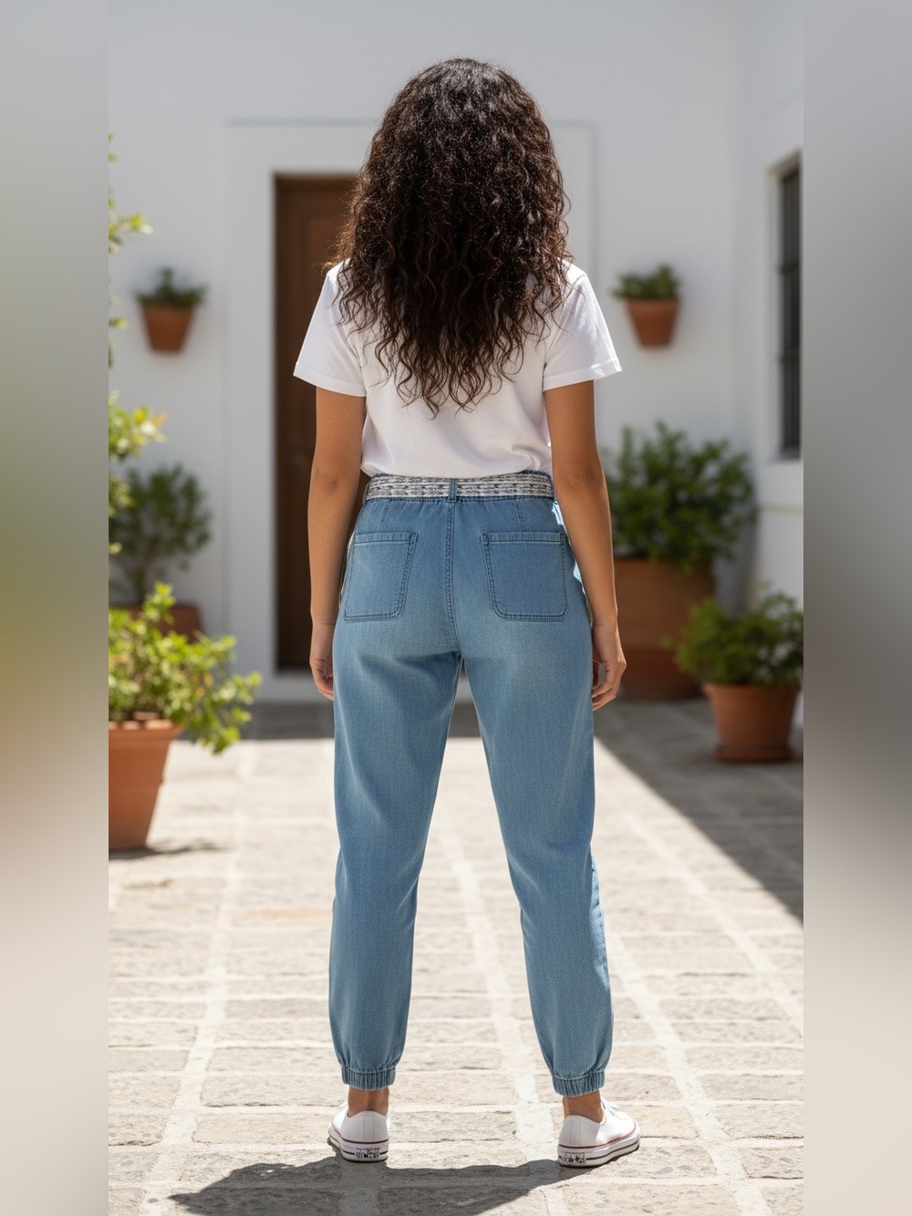 Rebecca Taylor Blue Chambbray Belted Tapered Leg Pants NWT size 2 - Picture 13 of 14